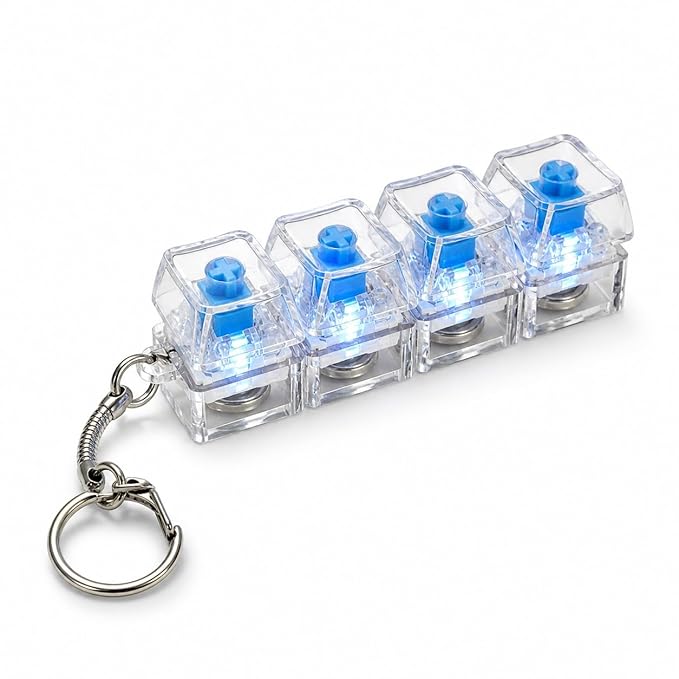 TE1656  Keyboard Clicker with LED - Transparent Mini Decompression Toy Key Chain (1 PC ) 